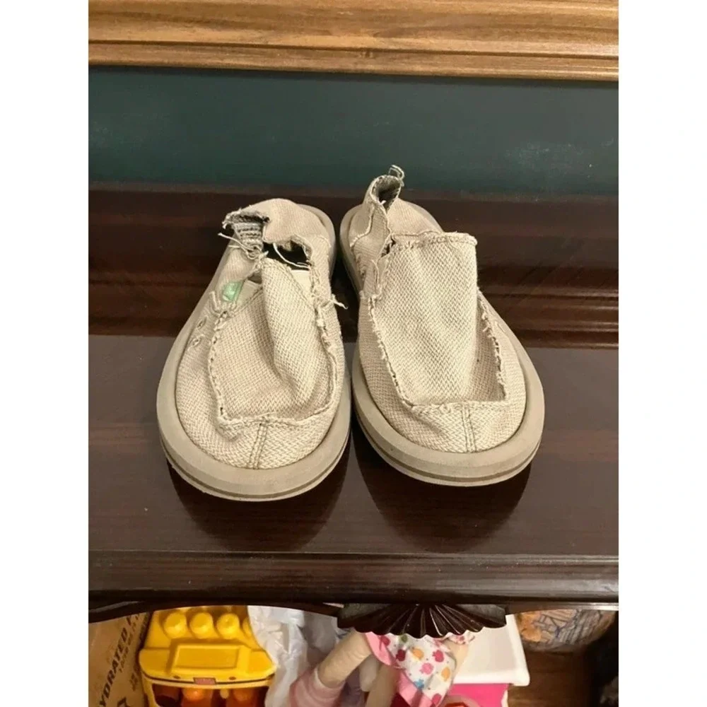 Men Sanuk Slip On Textile Shoes Tan Size 7